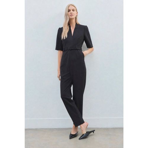 Combinaison ceinturée Forever en crêpe structurée | Taille 16 - KarenMillen - Modalova