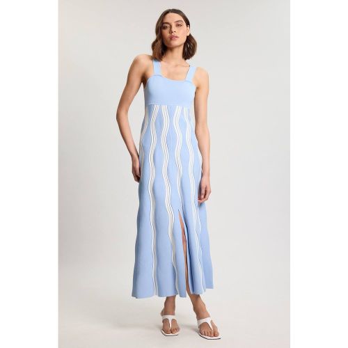Robe tricotée à bretelles A-line à mailles en vagues contrastées | Taille Medium - KarenMillen - Modalova