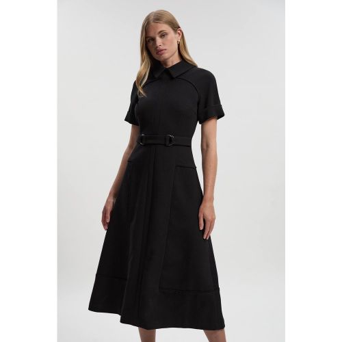 Robe Midi Évasée à Détail Patte Extensible Compacte | Taille 16 - KarenMillen - Modalova