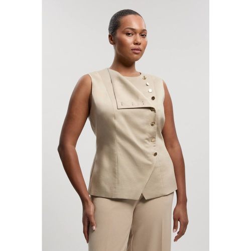 Haut Grande Taille en Lin Ajusté à Boutonnage Devant | Taille 20 - KarenMillen - Modalova