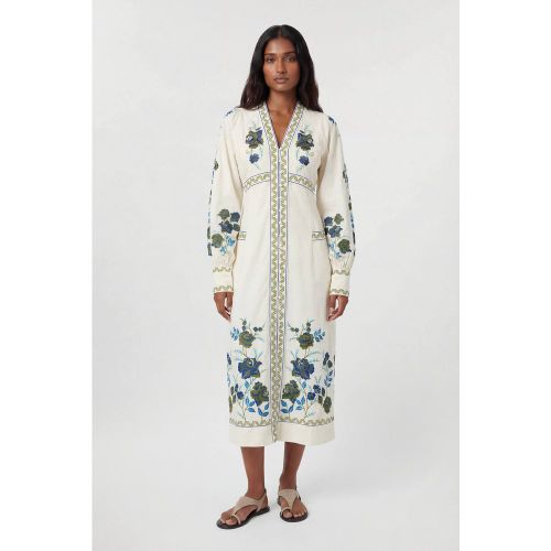 Robe Longue En Sergé De Coton Tissé Brodé | Taille 16 - KarenMillen - Modalova