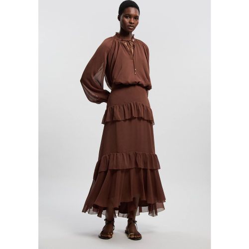 Jupe Longue en Mousseline Froissée Tissée | Taille 14 - KarenMillen - Modalova