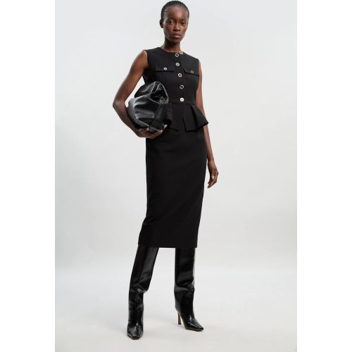Robe Midi Ajustée À Basque En Tissu Stretch Compact | Taille 16 - KarenMillen - Modalova