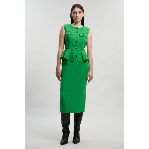 Robe Midi Ajustée À Basque En Tissu Stretch Compact | Taille 16 - KarenMillen - Modalova