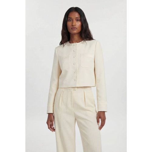 Blazer Court Ajusté Sans Col En Satin Style Smoking Petite | Taille 16 - KarenMillen - Modalova