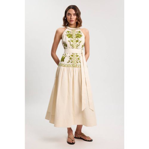 Robe Maxi En Sergé De Coton Tissé Brodée De Roses | Taille 16 - KarenMillen - Modalova