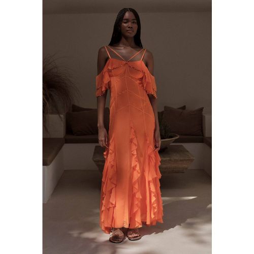 Robe Longue Plissée À Perles Avec Épaules Dénudées | Taille 14 - KarenMillen - Modalova