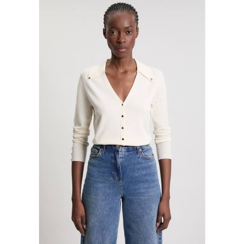 Cardigan En Maille Mélangée Viscose À Col Et Détails Pressions | Taille Medium - KarenMillen - Modalova