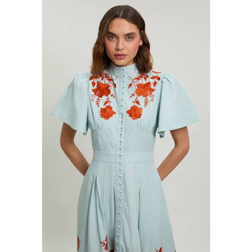 Robe Chemise À Taille Froncée Et Détails Brodés | Taille 16 - KarenMillen - Modalova