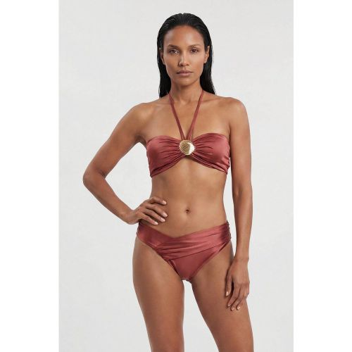 Bas De Bikini Métallisé Avec Détail Drapé | Taille Medium - KarenMillen - Modalova