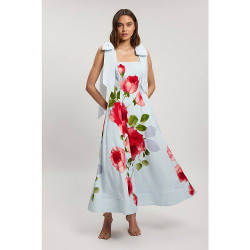Robe De Soirée Tissée À Imprimé Floral En Viscose Et Lin | Taille 18 - KarenMillen - Modalova