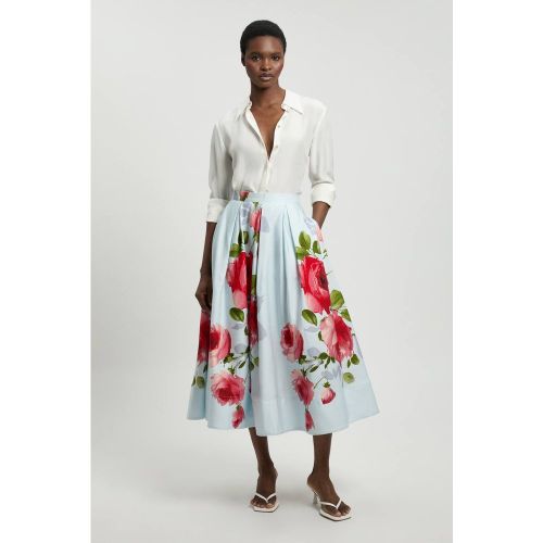 Jupe De Bal Plissée En Viscose Lin À Imprimé Floral | Taille 18 - KarenMillen - Modalova