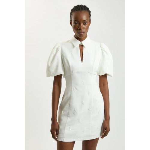 Robe Mini Tissée À Manches Courtes Ornée De Sequins | Taille 18 - KarenMillen - Modalova