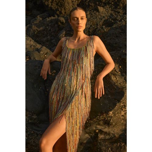 Robe Midi À Franges De Perles Brodées Main | Taille 18 - KarenMillen - Modalova