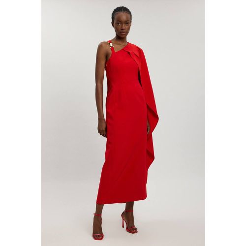 Robe Longue Asymétrique En Viscose Compacte Avec Détail Drapé | Taille 18 - KarenMillen - Modalova