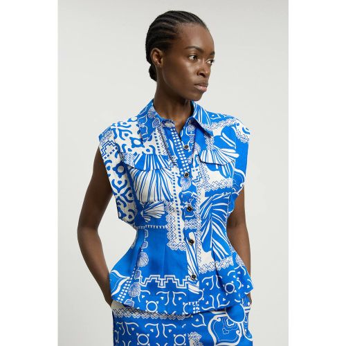 Haut Sans Manches Tissé En Lin Premium À Imprimé | Taille 16 - KarenMillen - Modalova