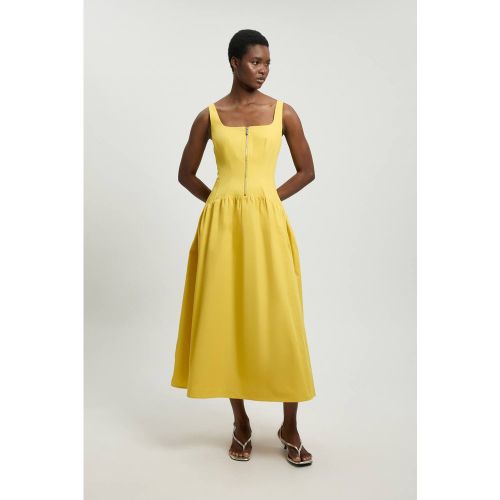 Robe Midi Évasée En Satin De Coton Ajusté Petite | Taille 16 - KarenMillen - Modalova