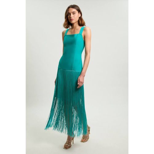 Robe Tricotée Ajustée À Bretelles Avec Ourlet À Franges Pour Petite Taille | Taille 16 - KarenMillen - Modalova