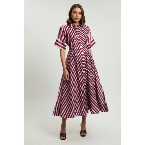 Robe Midi Tissée À Col Et Rayures | Taille 18 - KarenMillen - Modalova