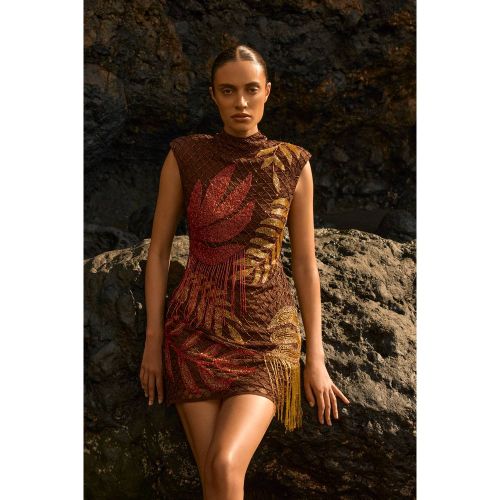 Robe Mini Tropicale Ornée De Perles | Taille 18 - KarenMillen - Modalova