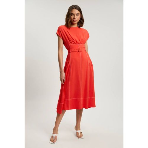 Robe Midi Ceinturée À Surpiqûres Contrastées | Taille 18 - KarenMillen - Modalova