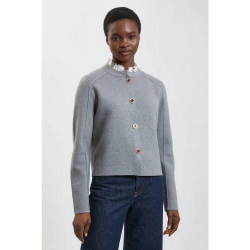 Cardigan Boutonné En Maille De Laine Compacte Avec Col Amovible | Taille Medium - KarenMillen - Modalova