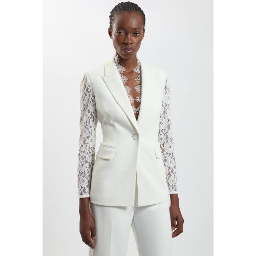 Blazer Cintré À Simple Boutonnage En Mélange De Dentelle Stretch Compacte | Taille 18 - KarenMillen - Modalova
