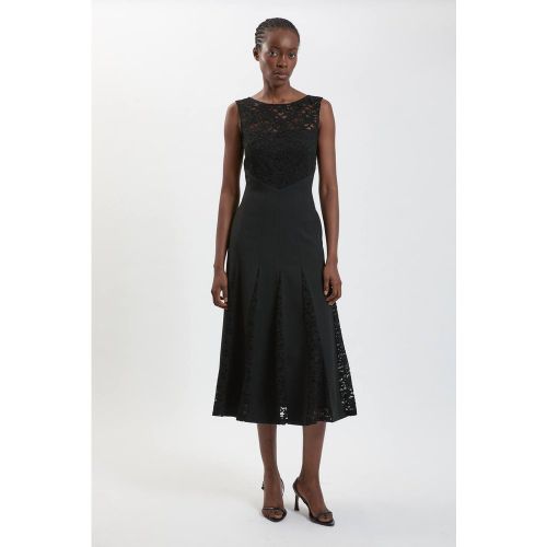 Robe Midi Ajustée Avec Détails En Dentelle | Taille 18 - KarenMillen - Modalova