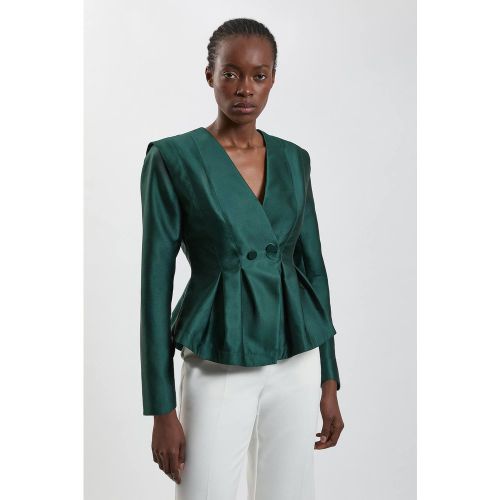 Blazer Ajusté En Satin Structuré À Basque Plissée | Taille 18 - KarenMillen - Modalova