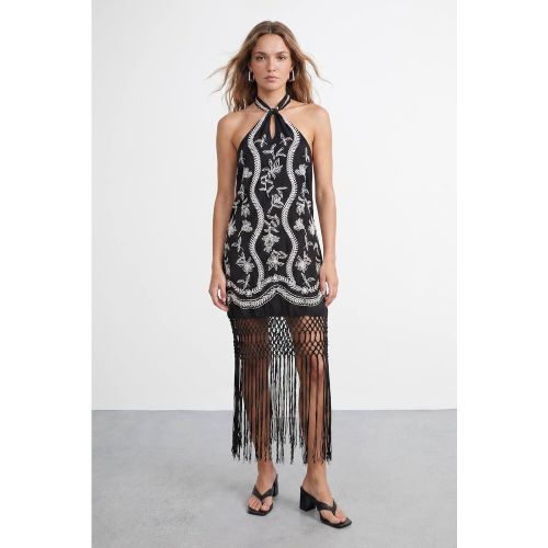 Robe Mini Brodée À Franges Petite | Taille 46 - Warehouse - Modalova