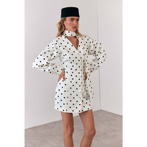 Robe Mini Ajustée À Pois Avec Manches Cocon | Taille 46 - Warehouse - Modalova