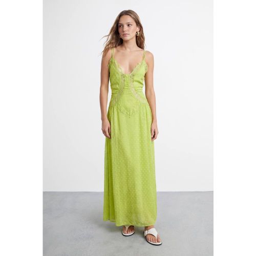 Robe Maxi En Mousseline Dobby Avec Découpes En Dentelle | Taille 46 - Warehouse - Modalova