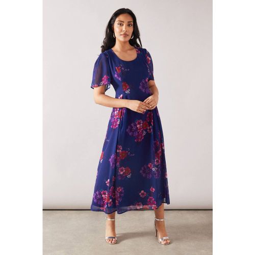 Robe Midi En Mousseline Imprimée Petite | Taille 40 - Wallis - Modalova