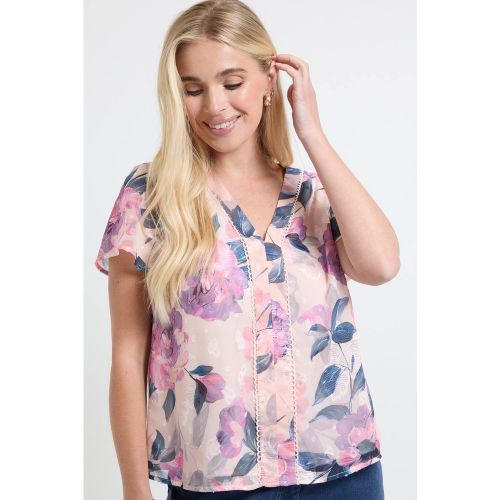 Chemisier Petite Avec Dentelle Dévorée Florale Et Insert | Taille 48 - Wallis - Modalova