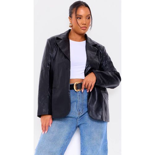 Black Blazer Grande Taille En Synthétiquecuir | Taille 58 - PrettyLittleThing - Modalova