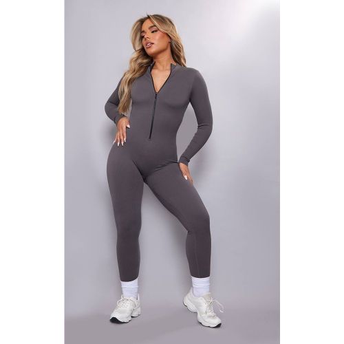 Slate Combinaison Côtelée Structurée À Zip Avec Effet Sculptant | Taille XL - PrettyLittleThing - Modalova