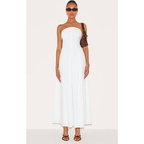 White Robe Mi-longue Plissée À Bustier | Taille 42 - PrettyLittleThing - Modalova
