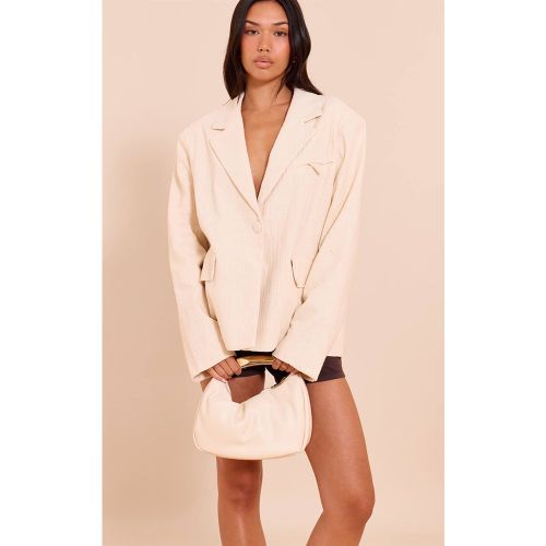 White Blazer Boxy Structuré Aspect Lin | Taille 42 - PrettyLittleThing - Modalova