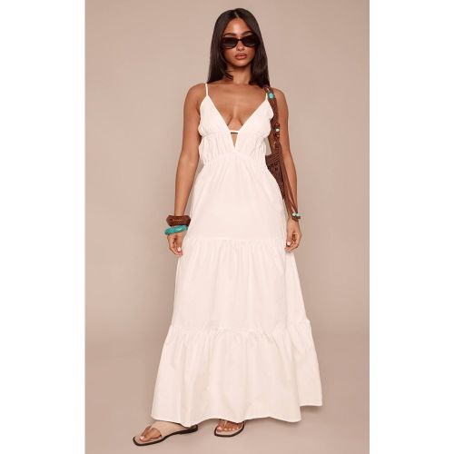 White Robe Maxi Étagée À Bretelles Petite Taille | Taille 42 - PrettyLittleThing - Modalova