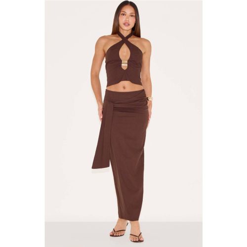 Jupe Mi-longue Tall En Tissu Tissé Avec Détail Drapé | Taille 36 - PrettyLittleThing - Modalova