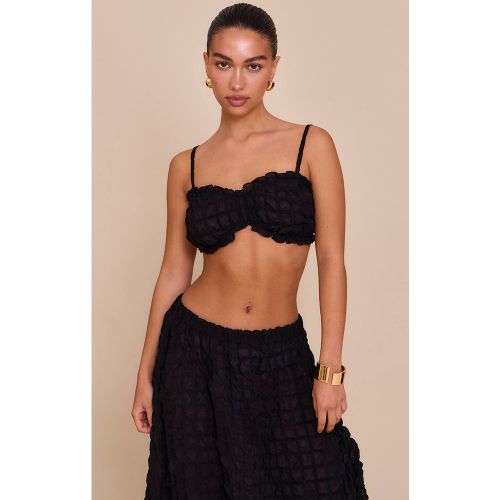 Black Ensemble Bralette Froncée Texturée | Taille 42 - PrettyLittleThing - Modalova