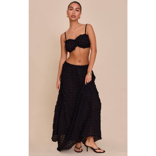 Black Jupe Longue Coordonnée À Smocks Et Texture | Taille 42 - PrettyLittleThing - Modalova
