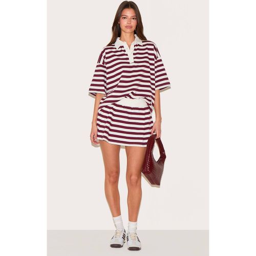 Red Jupe-short De Tennis Mini Plissée À Rayures Coordonnée | Taille 34 - PrettyLittleThing - Modalova