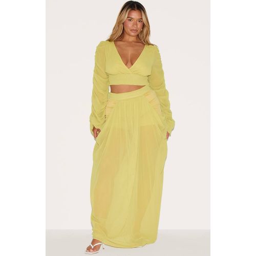 Lime Jupe Longue Drapée En Mousseline Taille Haute Shape | Taille 36 - PrettyLittleThing - Modalova