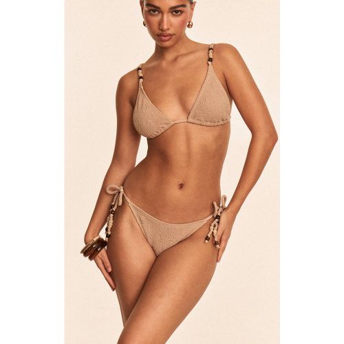 Stone Bas De Bikini À Nouer Sur Les Côtés Avec Perles Texturées | Taille 42 - PrettyLittleThing - Modalova