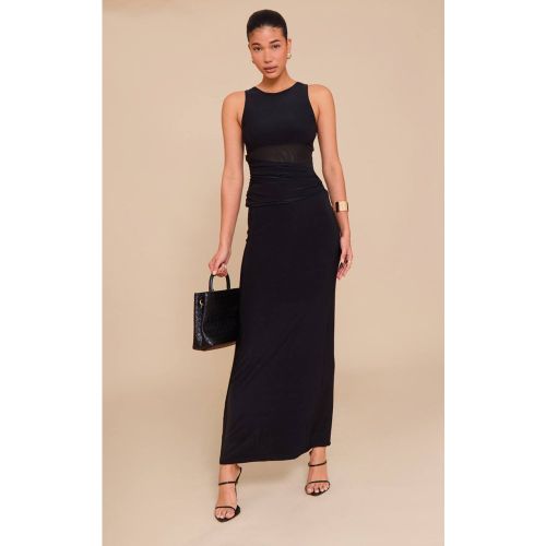 Black Robe Longue Moulante En Maille Extensible Avec Découpes | Taille 32 - PrettyLittleThing - Modalova