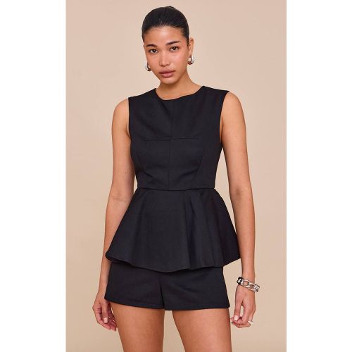 Black Combinaison-short À Basque En Coton | Taille 32 - PrettyLittleThing - Modalova