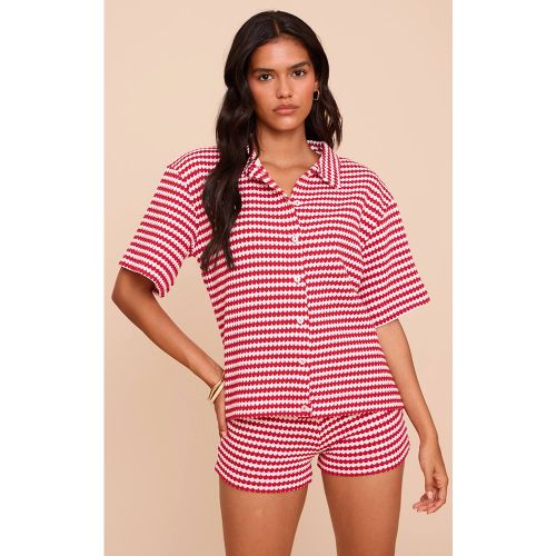 Red Stripe Ensemble Coordonné Chemise Texturée | Taille 32 - PrettyLittleThing - Modalova