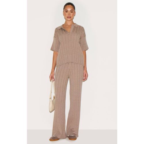 Mocha Pantalon En Maille Côtelée Large | Taille XS - PrettyLittleThing - Modalova