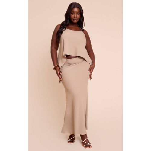 Mushroom Jupe Longue Grande Taille Fluide Tissée À Taille Basse Avec Liens Sur Les Côtés Coordonnée | Taille 46 - PrettyLittleThing - Modalova